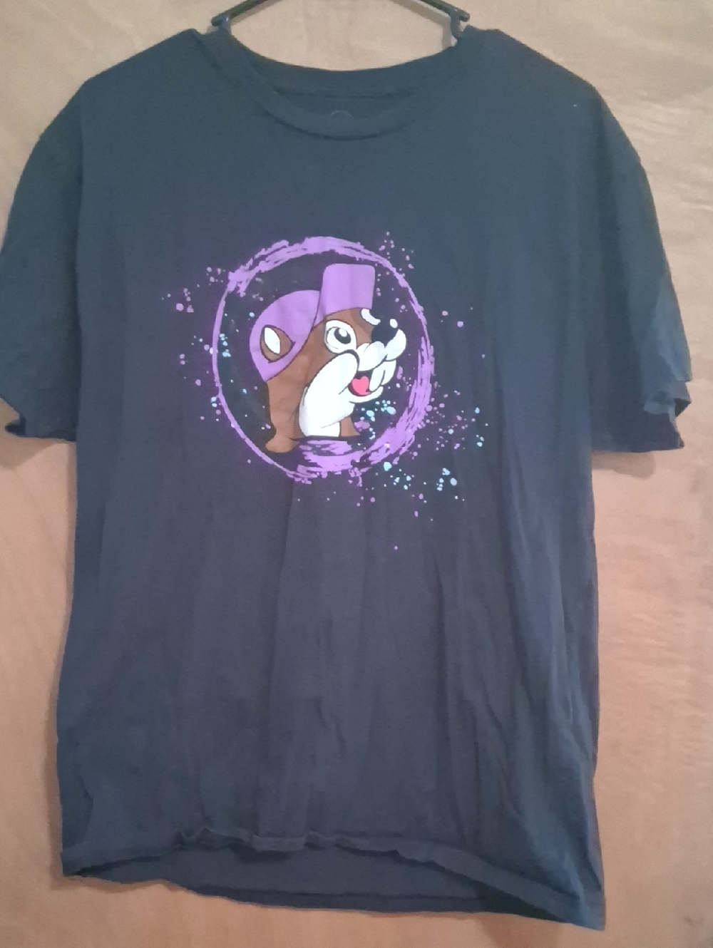 Kids Black Graphic Tee with Purple Accent